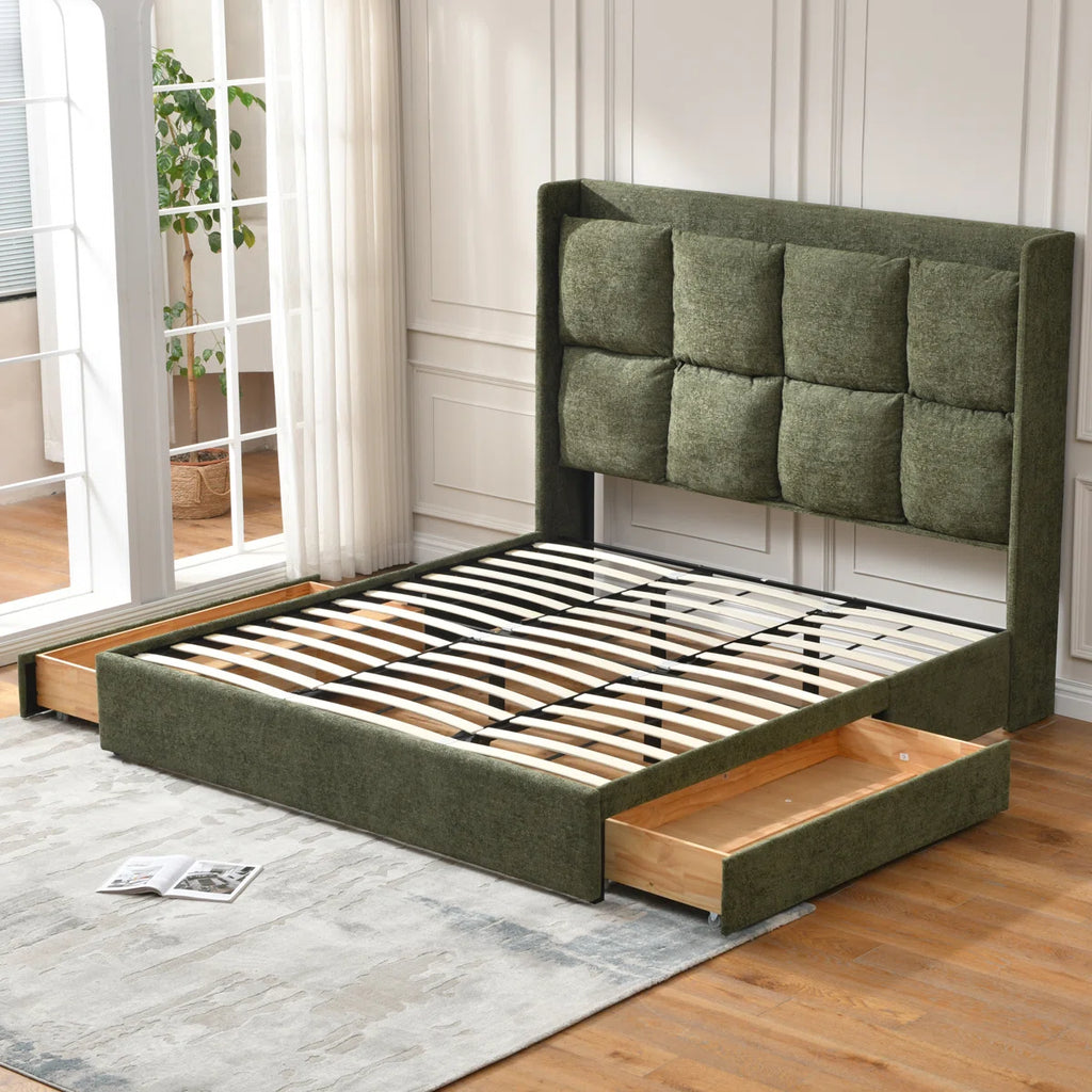 Rome Upholstered Suede Bed With Storage