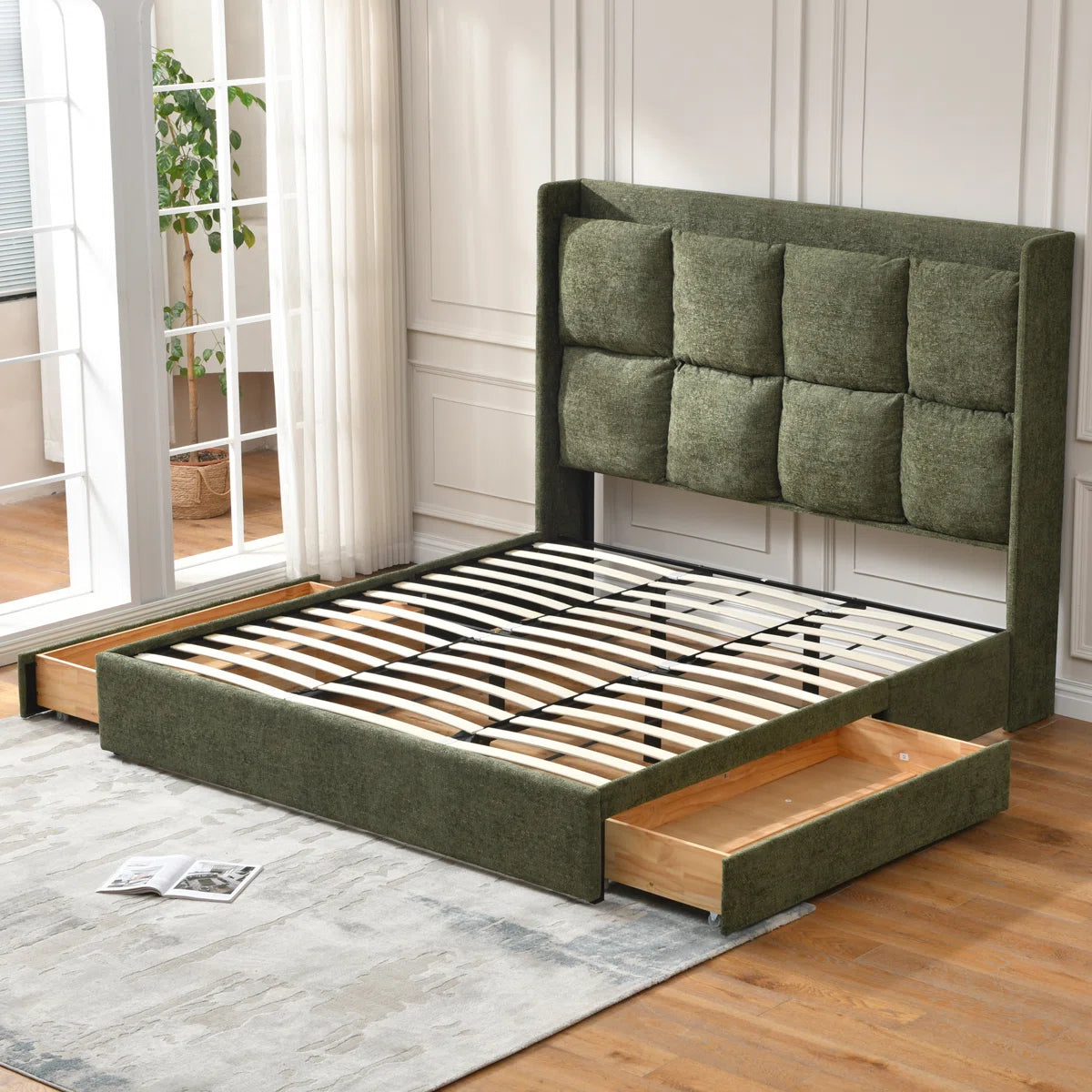 Rome Upholstered Suede Bed With Storage