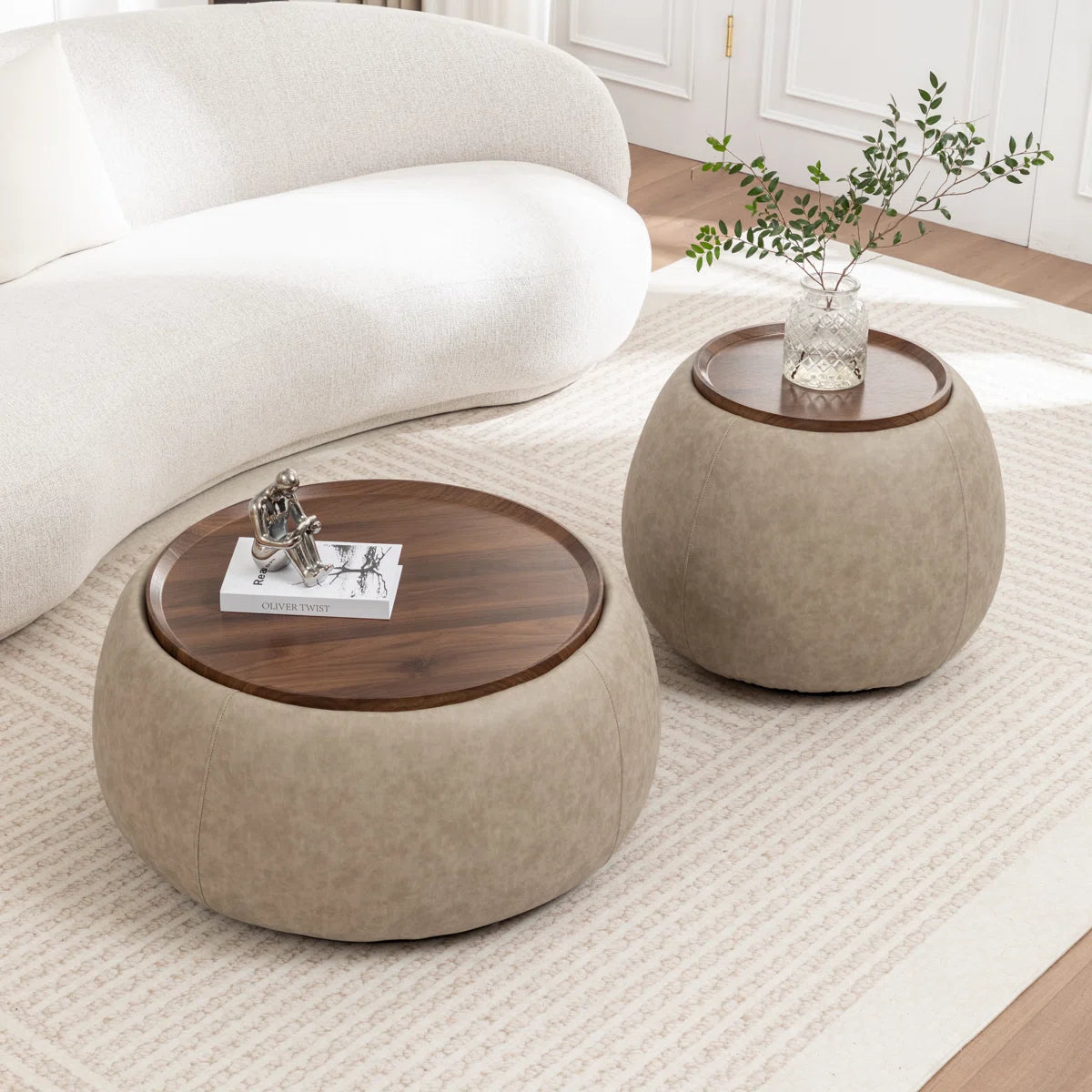 Luxe Upholstered Wood Centre Table