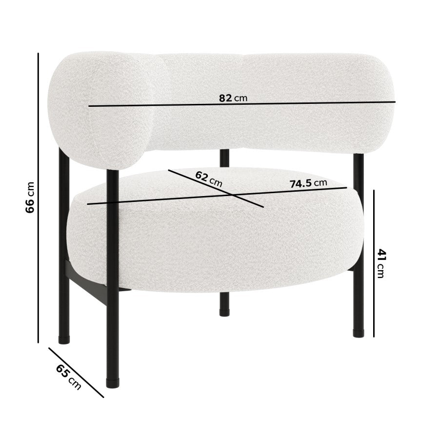 Fancy Boucle Accent Chair In Black Frame