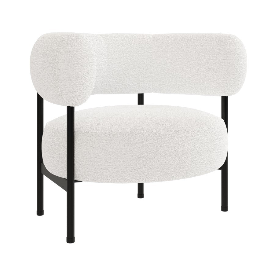 Fancy Boucle Accent Chair In Black Frame