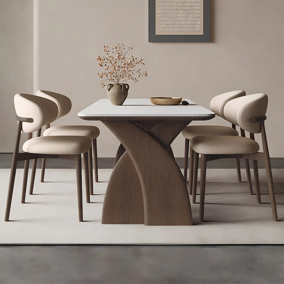 Neutral Wood Classy Dining Table