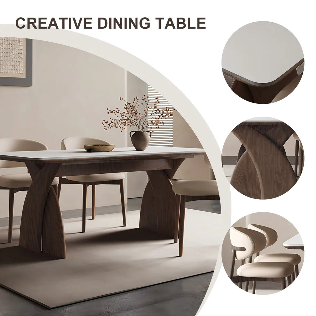 Neutral Wood Classy Dining Table
