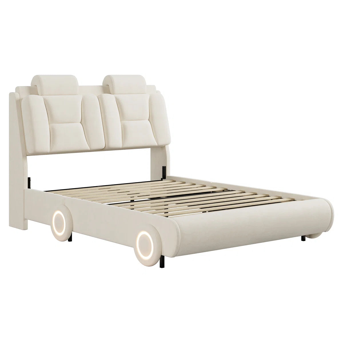 Wheels Upholstered Bed