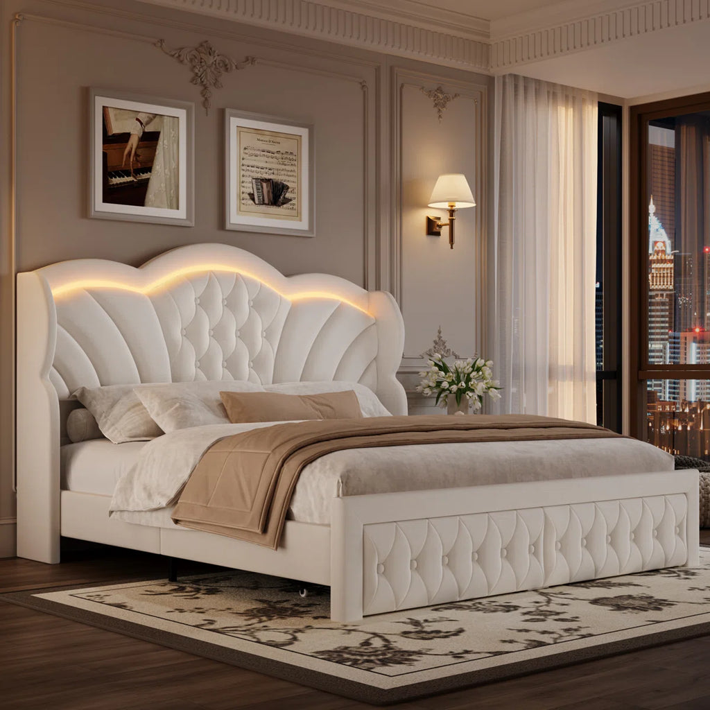 Velvet Wingback Bed
