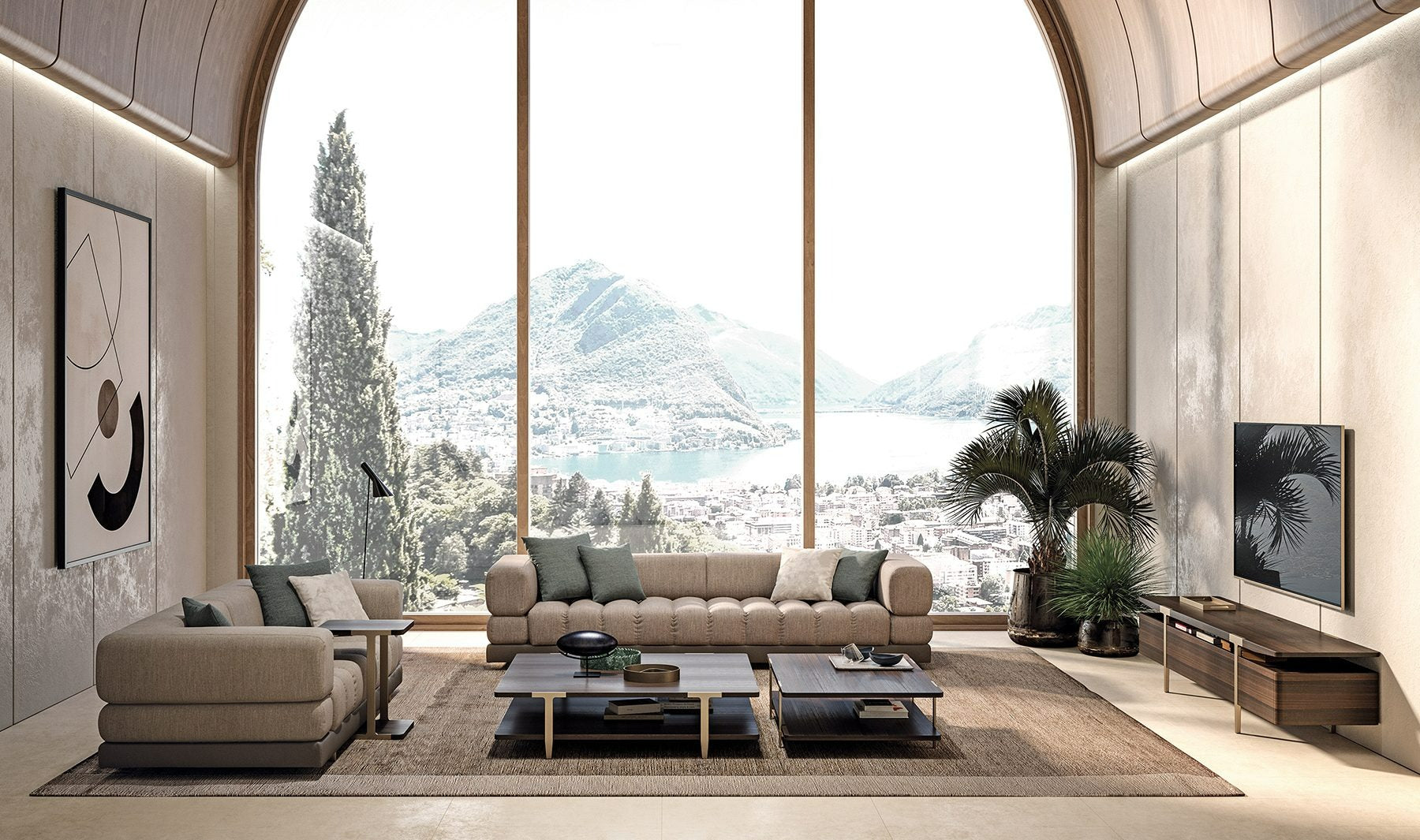 Vesta Living Sofa Set In Suede