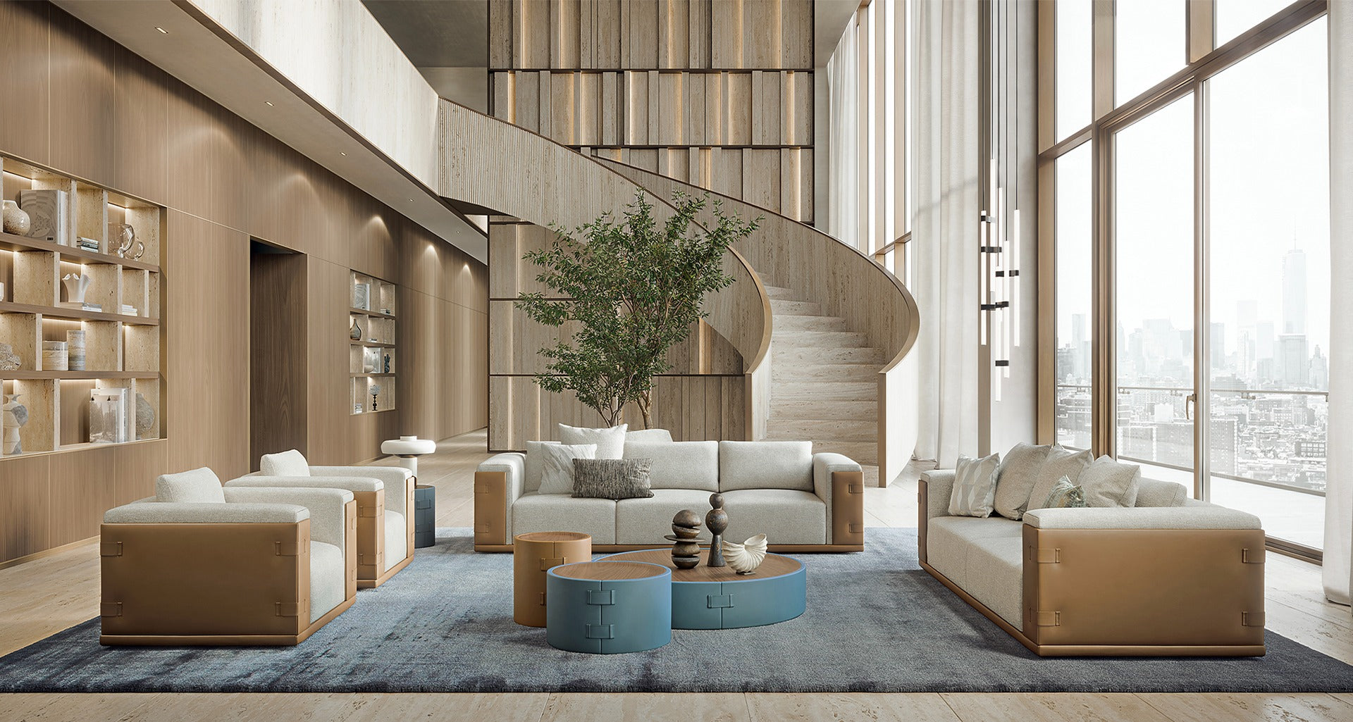 Milano Luxury Sofa Set In Suede And Leatherette