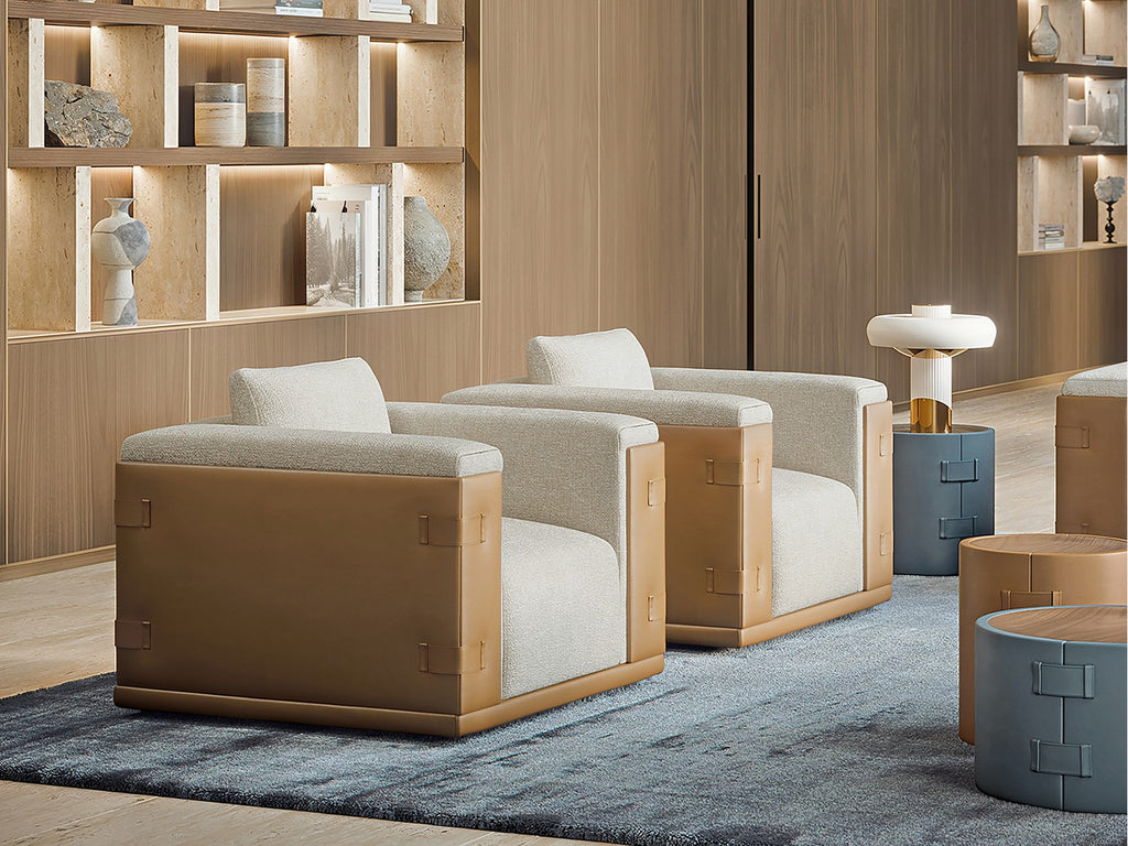 Milano Luxury Sofa Set In Suede And Leatherette