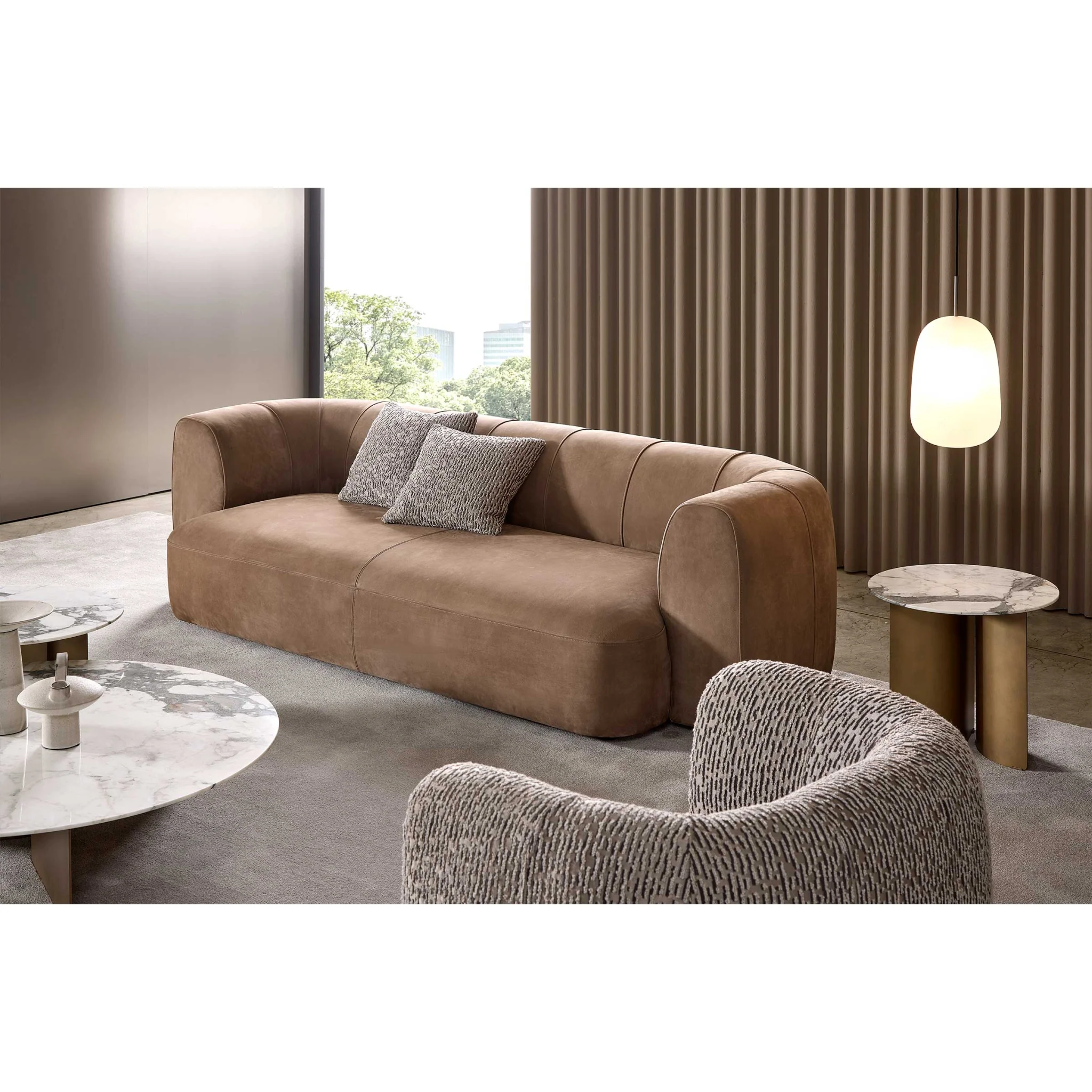 Curvy Luxury Sofa Set In Boucle