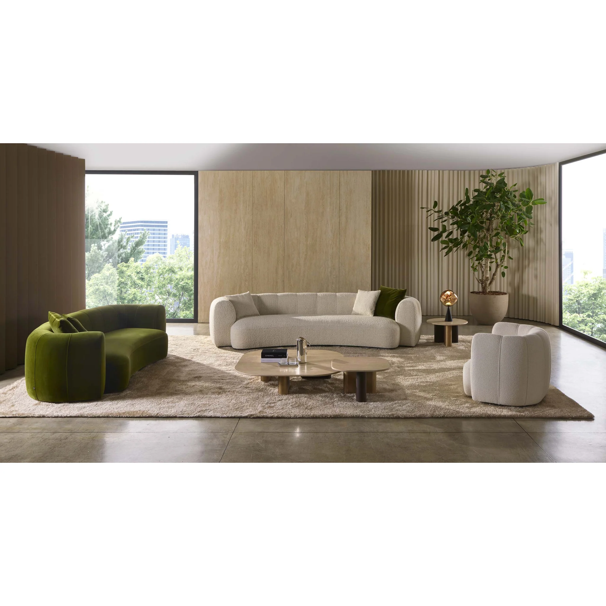 Curvy Luxury Sofa Set In Boucle
