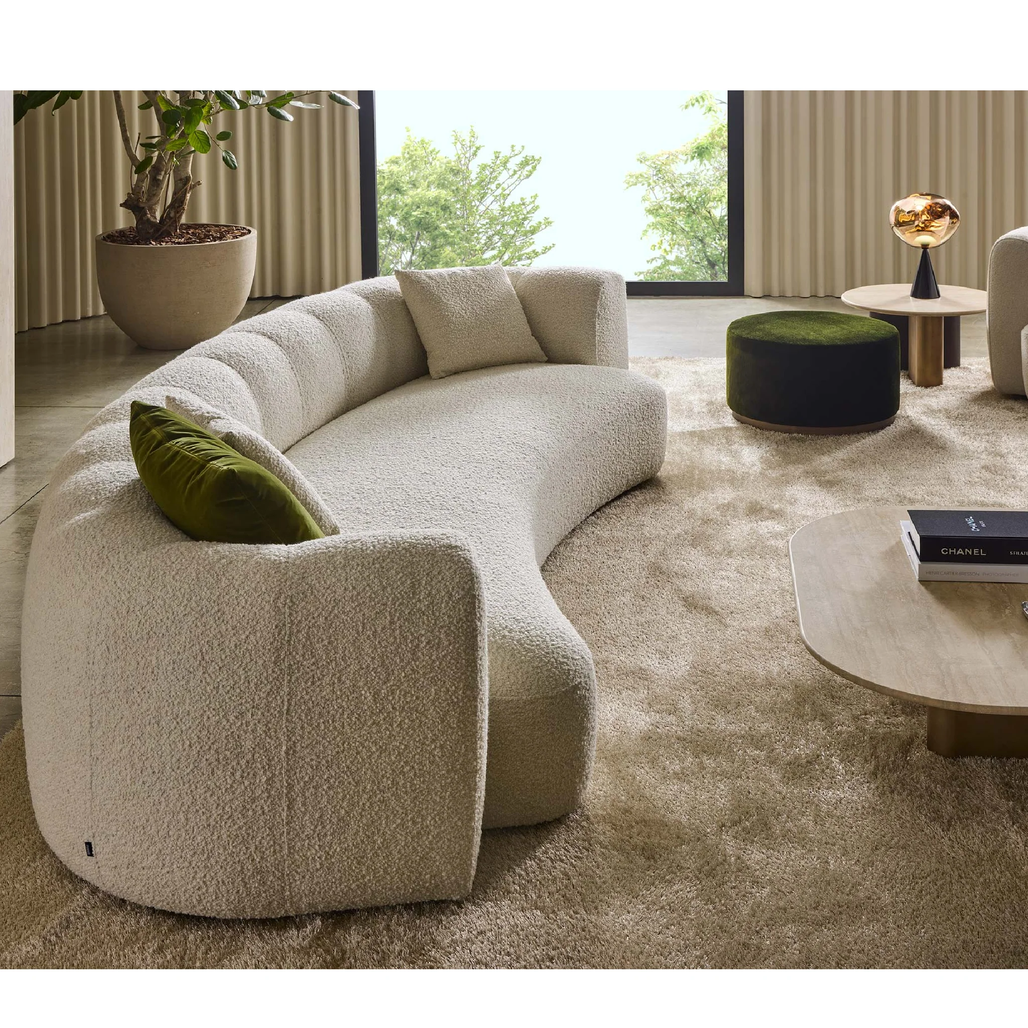 Curvy Luxury Sofa Set In Boucle