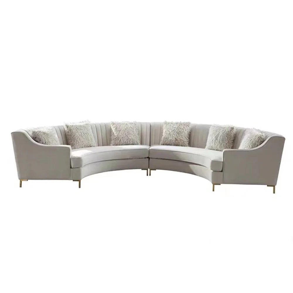 Flute Living Sectional Sofa Set In Velvet